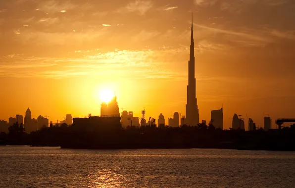 Dubai, WATER, The SKY, CLOUDS, SUNSET, HOME, BUILDING, DAL