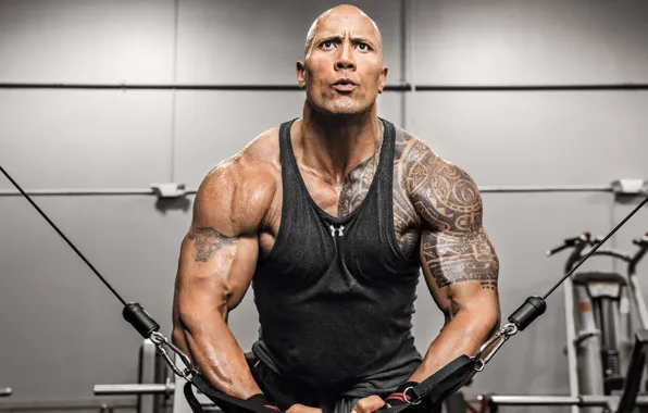 Machine, tattoo, Dwayne Johnson, the rock, workout, gym