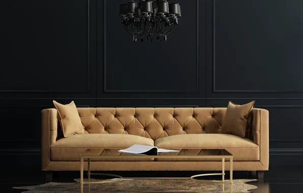 Design, sofa, interior, chandelier, table, living room, modern