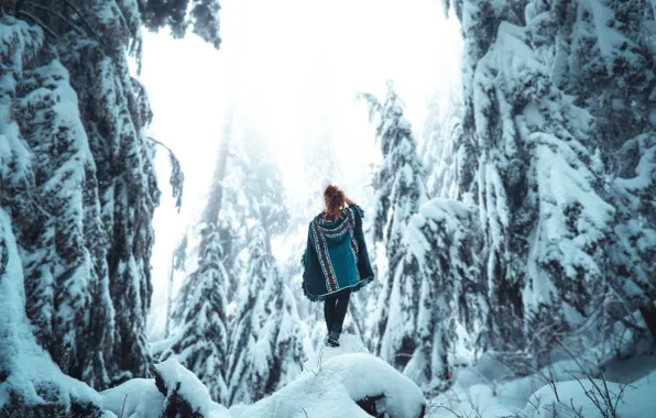 Picture winter, girl, snow, Lizzy Gadd