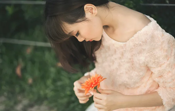 Picture flower, Oriental girl