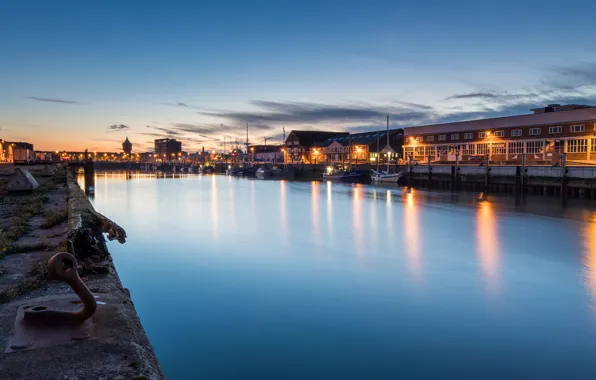 Lights, the evening, Germany, Cuxhaven
