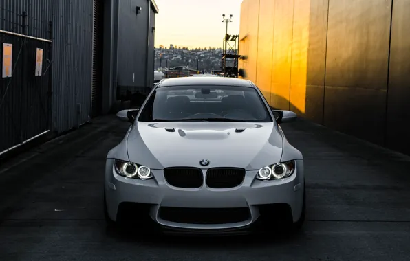 Picture white, light, bmw, BMW, white, lane, the front, day