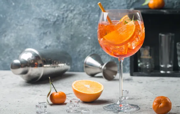 Glass, orange, cocktail, Mandarin