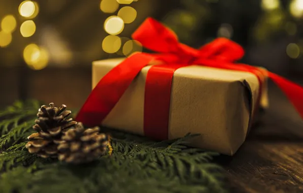 Box, gift, New Year, Christmas, tape, Christmas, box, wood