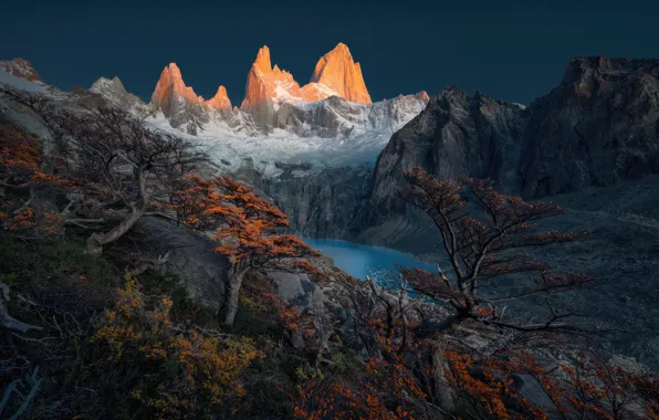 Picture trees, mountains, lake, trees, Argentina, mountains, lake, Argentina