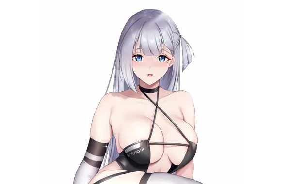 Girl, sexy, cleavage, thighhighs, long hair, boobs, anime, beautiful