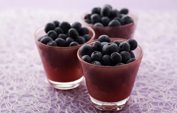 Picture berries, table, blueberries, three, glasses