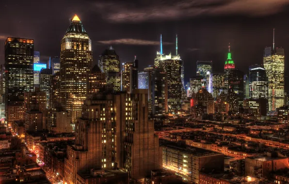 Night, lights, new York, night, Manhattan, new york, usa, nyc