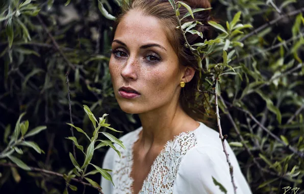 Girl, portrait, freckles