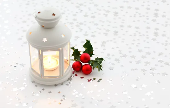 White, balls, balls, candle, New Year, Christmas, flashlight, red