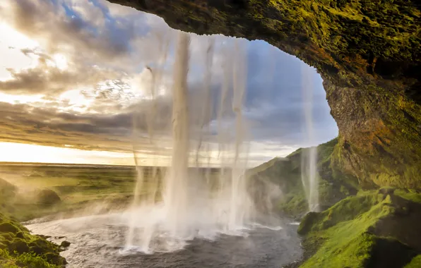 Picture waterfall, Iceland, Seljalandsfoss, seljalandsfoss