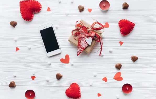 Love, gift, heart, hearts, red, love, heart, wood