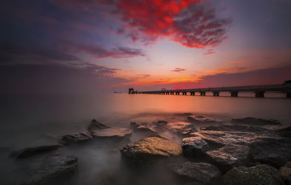 Picture beach, the sky, the ocean, dawn, coast, pierce