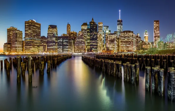 Download wallpaper city, lights, USA, night, New York, Manhattan ...