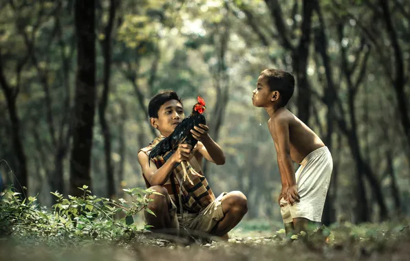 Girls, nature, boys, children