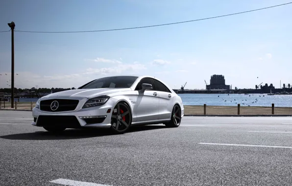 Grey, metallic, mercedes benz, cls