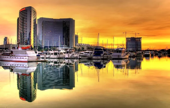 Sea, the sky, sunset, boat, home, yacht, harbour