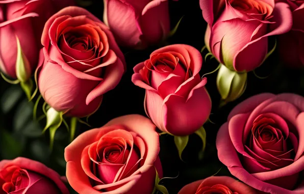 Flowers, roses, buds, pink, flowers, beautiful, roses, buds