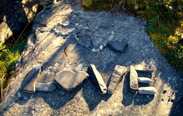 Picture love, heart, stones, Word