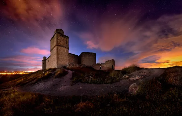 Picture castle, stars, Spain, Barcience, Barense