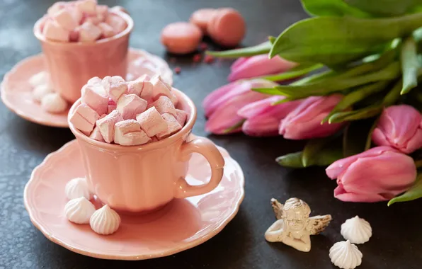 Picture Cup, marshmallow, bouquet, Ellygri, tulips, marshmallows