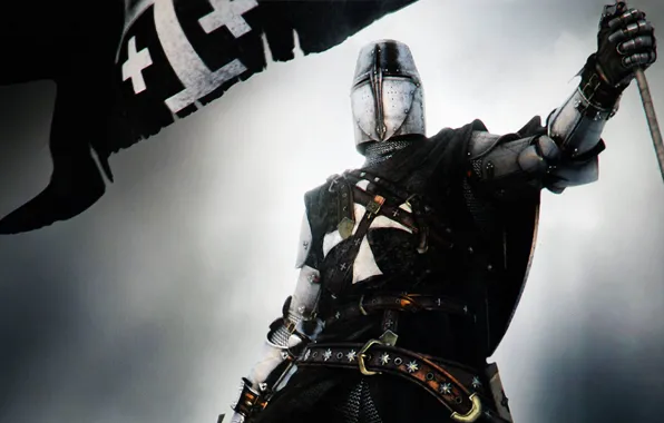 Armor, sword, tophelm, Crusader