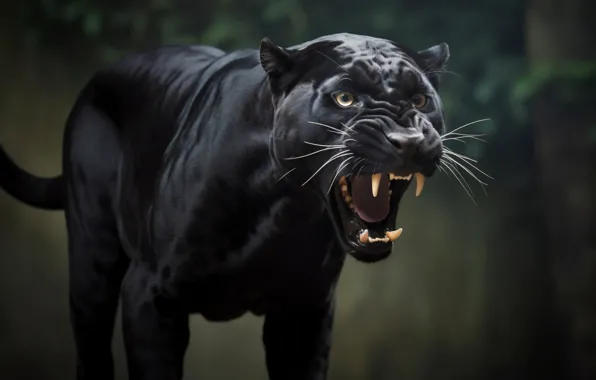 Download wallpaper Look, Panther, Fangs, Face, Predator, Jungle ...