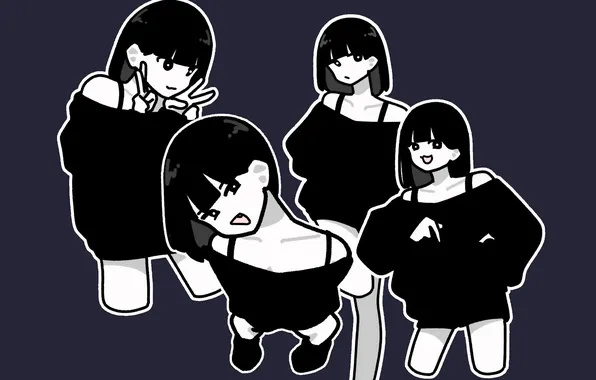Girl, minimalism, girl, anime girls, dark gray background, anime girls, dark gray background