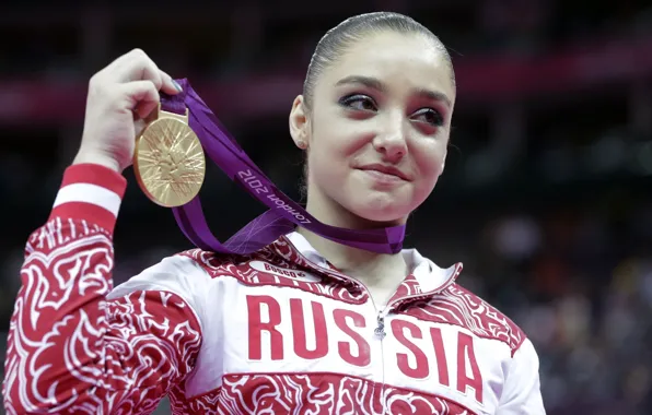 Picture girl, face, background, beauty, athlete, gold medal, gymnast, London 2012