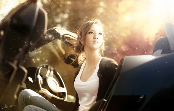 Picture machine, look, girl, light, convertible