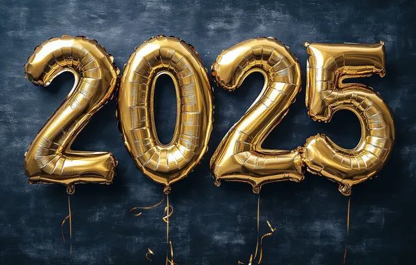 The dark background, figures, New year, date, inflatable, 2025, AI art, neural network