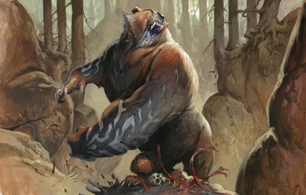 Picture bear, Magic: The Gathering, Jesper Ejsing, Runeclaw Bear, Roundelay Bear