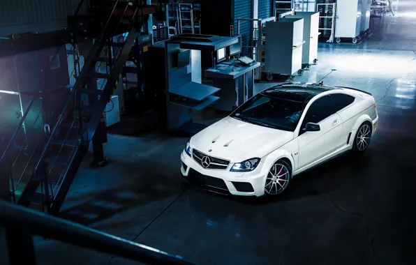 Picture Mercedes-Benz, AMG, Black, Color, White, Series, View, C63