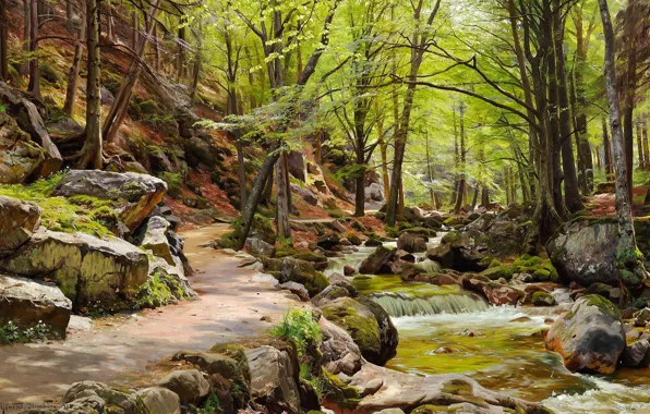 Picture landscape, nature, river, stream, stones, picture, path, Peter Merk Of Menstad