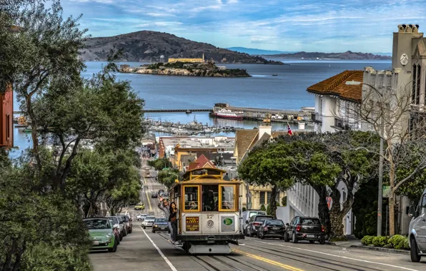 Picture road, the ocean, street, coast, building, home, CA, San Francisco