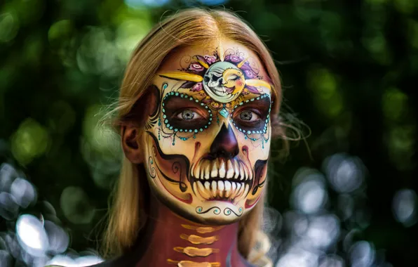 Picture face, background, paint, day of the dead, day of the dead