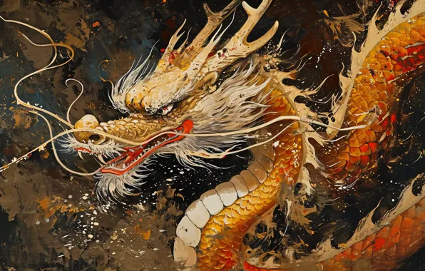 Face, dragon, fantasy, symbol of the year, Oriental style, Asian style, AI art, neural network