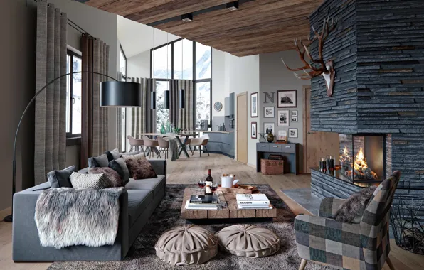 Villa, interior, living space, Alpenrose