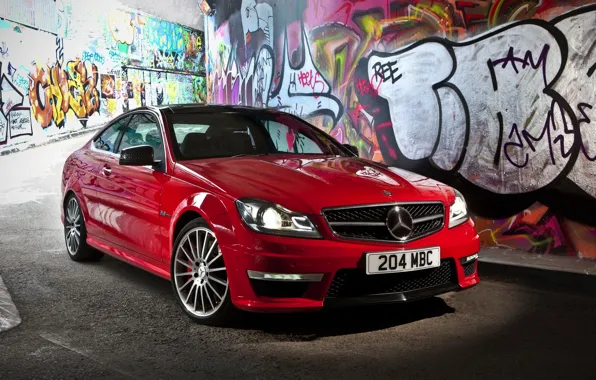 Mercedes-Benz, red, C63