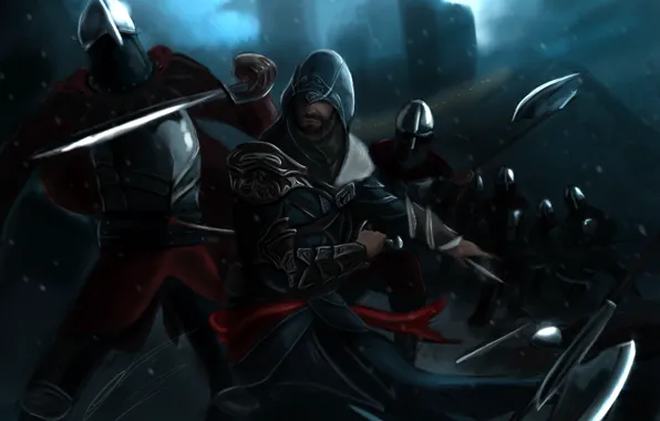 Picture Assassins Creed, assassin, Revelation, guards, Ezio auditore da Firenze, Masyaf