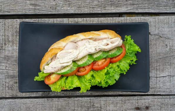 Bread, sandwich, vegetables, salad