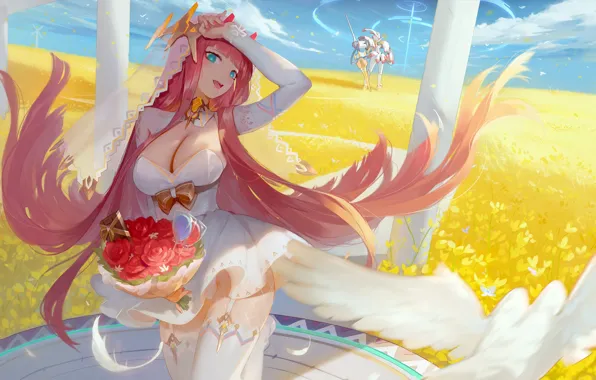 Wallpaper girl, bouquet, the bride, 002, Darling In The Frankxx, Cute in France, Franks