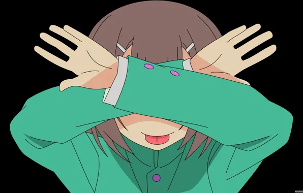 Hands, black background, gesture, Baka to Test to Shoukanjuu, stuck out his tongue, student, Hideyoshi …