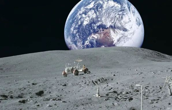 Space, earth, Wallpaper, the moon, planet, NASA, lunar vehicle, view of earth from the moon