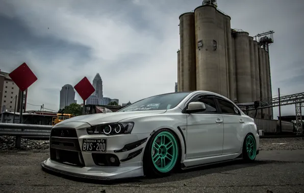 Picture white, mitsubishi, tuning, lancer, evo