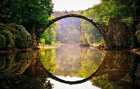 Picture reflection, nature, river, the bridge