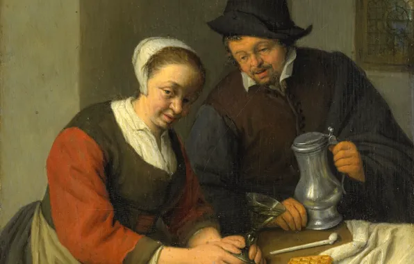 Picture portrait, picture, The farmer and his Wife in the Tavern, Adriaen van Ostade