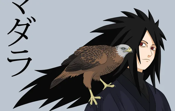 Characters, naruto, art, hawk, madara, мangekyou sharingan