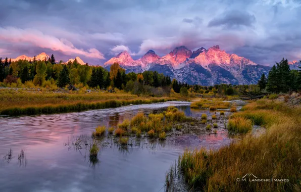 Picture light, mountains, nature, river, USA